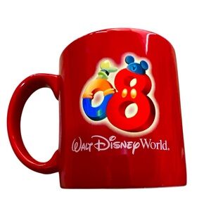 Disney Parks Mickey Donald Goofy Pluto Red Ceramic Mug – Authentic Original 2008